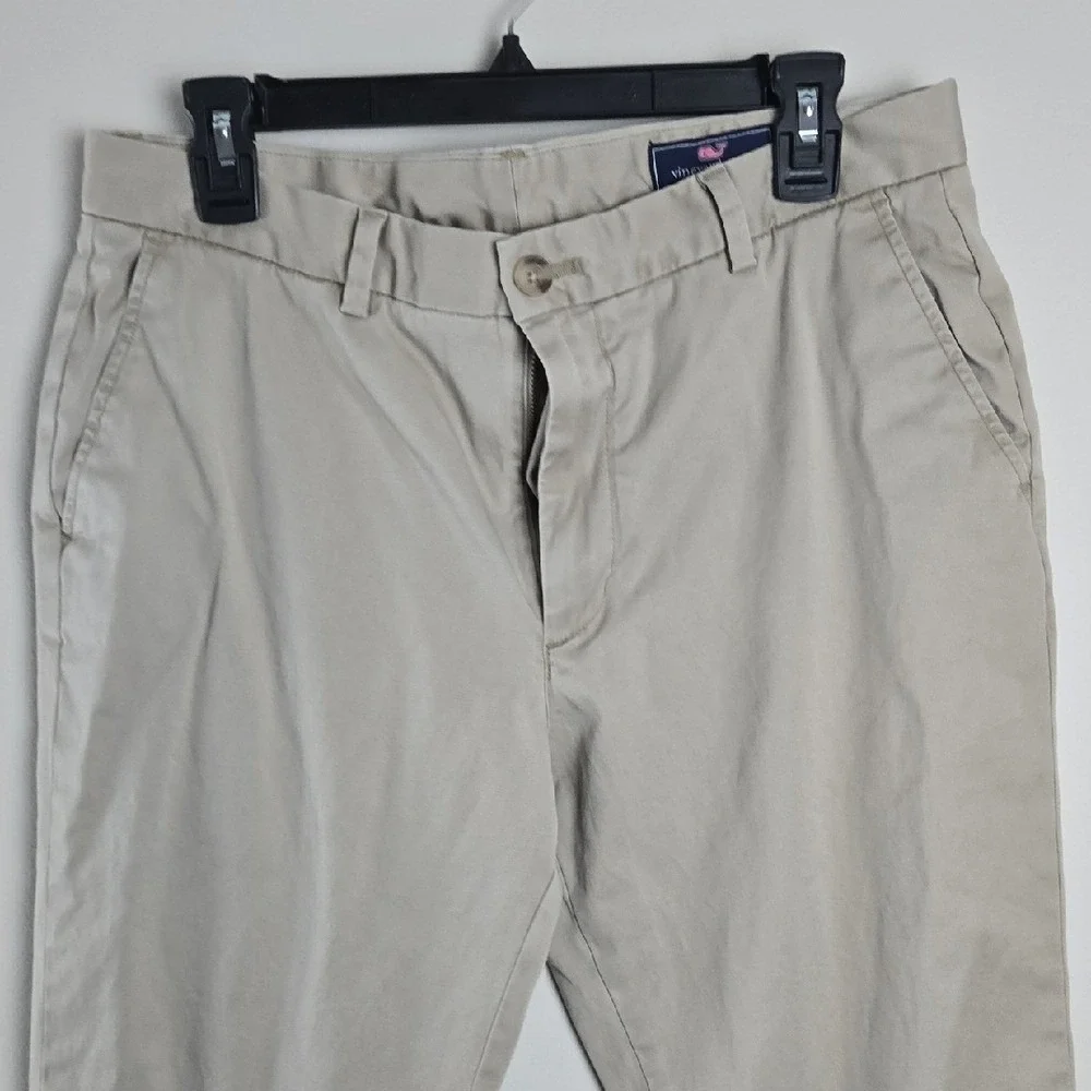 Vineyard‎ Vines Mens Breaker Chino Pants Khaki Tan Stretch Straight 34x32 Logo